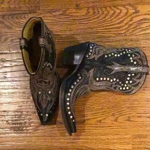 Women's Corral Black/Brown Studded Western Boot
